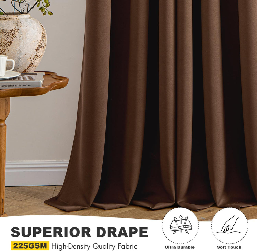 MIULEE Blackout Curtains - Thermal Insulated Room Darkening Drapes | 40 x 45 Inches, Mocha Brown, 2 Panels