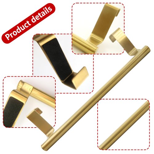 Lilaly 2 PCS Gold 9.25" Kitchen Towel Holder, Over Cabinet Towel Bar
