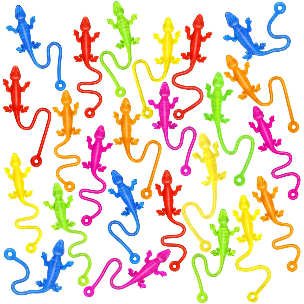 VICROIC 24 PCS Sticky Geckos, Stretchy Sticky Lizards for Kids, Rubbery Lizards Toys for Halloween Party Favors Goodie Bags Easter Egg, Rubbery Reptile Toys for Children Gift Students Rewards