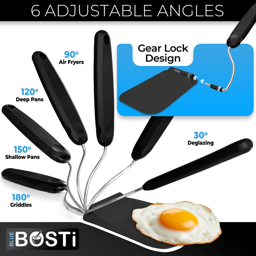 *New PPSU material, Adjustable Angle Spatula Turner and Flipper for Eggs, Pancakes, Burgers | Swappable Spatula Heads, Firm Feel But Flexible, Thin, Heat Resistant, Non-Stick Cookware Safe