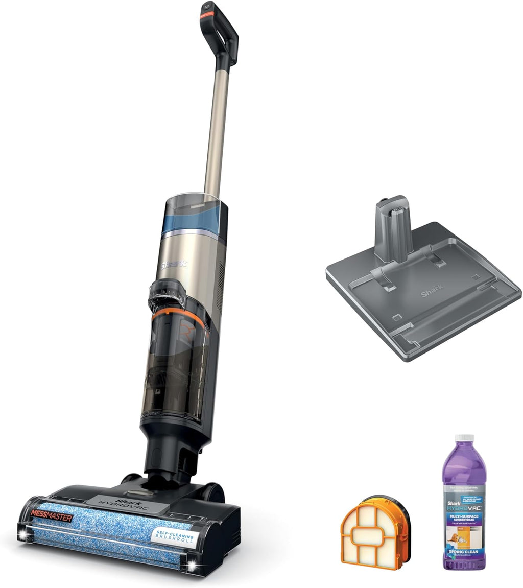 Shark HydroVac MessMaster Cordless Wet Dry Vacuum Cleaner - 3-in-1 Self-Cleaning System, Lightweight & Powerful Suction for Hard Floors & Area Rugs, Rose Gold