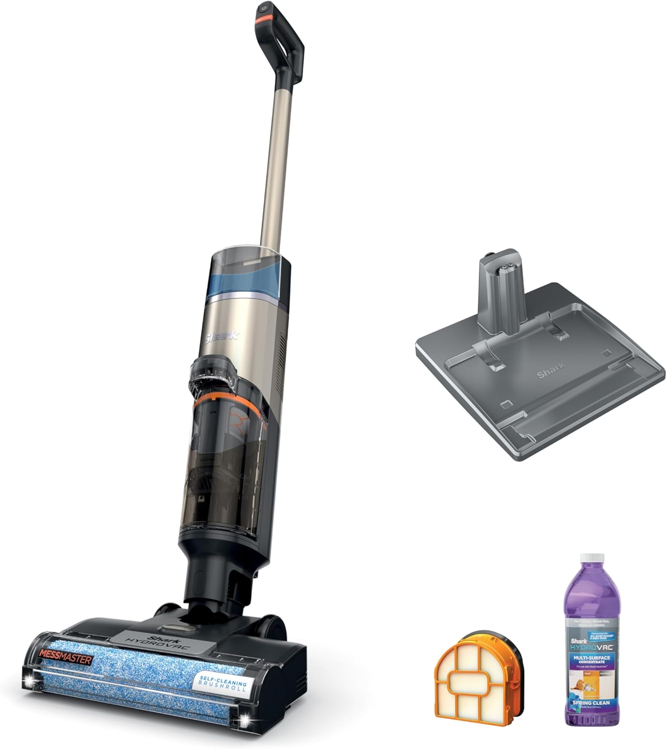 Shark HydroVac MessMaster Cordless Wet Dry Vacuum Cleaner - 3-in-1 Self-Cleaning System, Lightweight & Powerful Suction for Hard Floors & Area Rugs, Rose Gold