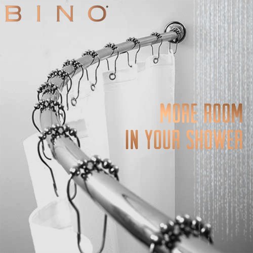 BINO Expandable Curved Shower Curtain Rod - Polished Chrome, 48" to 72" Adjustable | Easy Install, Rust-Resistant