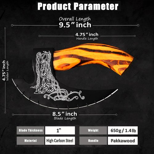 AFHZAM Pizza Cutter Axe Handmade Viking Pizza Axe Kitchen Tool Medieval Slicing Pizza Cutter with Sheath | Hunting & Camping Viking Axe | Viking Gifts For Men (PzAxe-392)