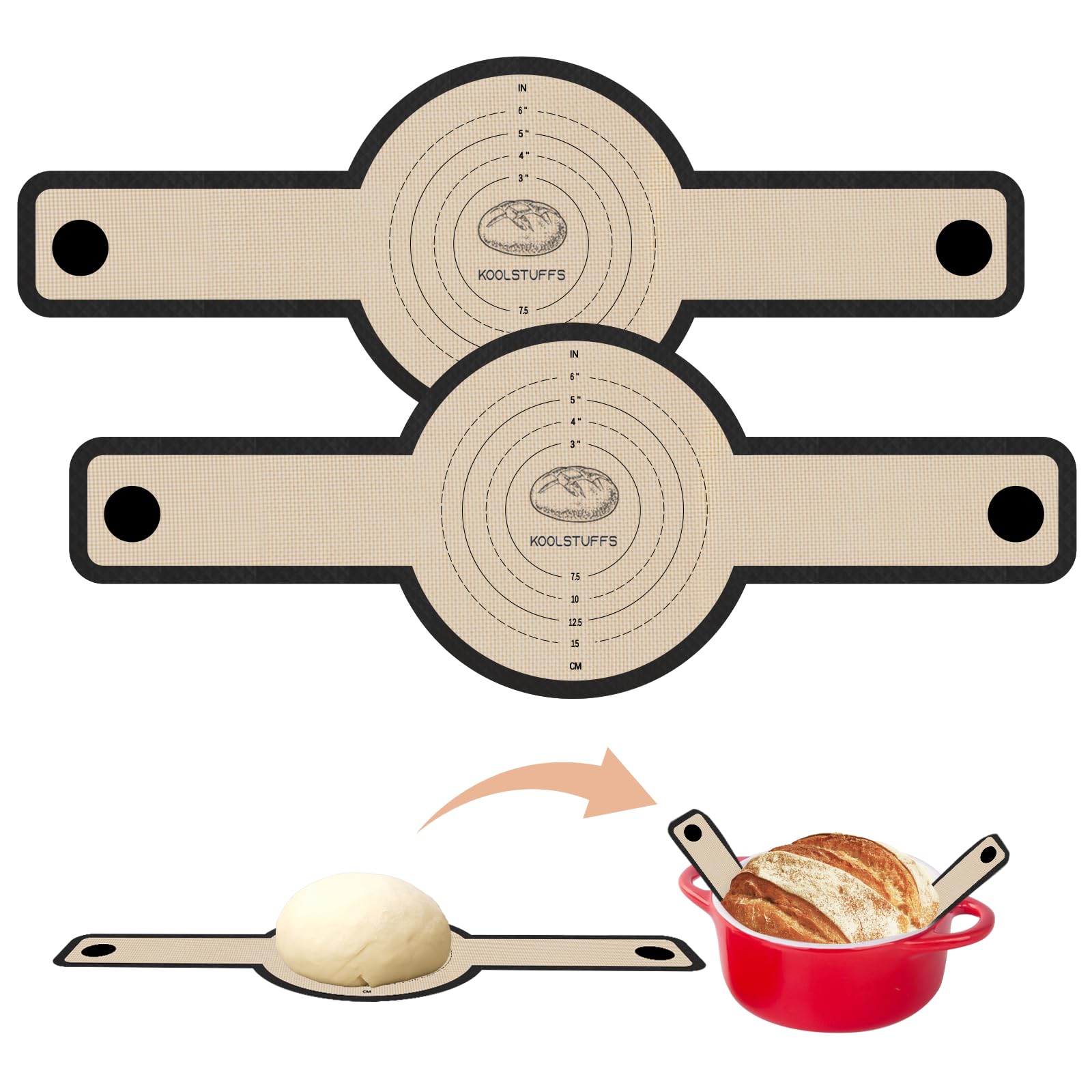 Silicone Bread Sling for Dutch Oven, 2 PCS Non-Stick & Easy to Clean Reusable Silicone Bread Baking Mat with Long Handles, Easy Transfer Sourdough
