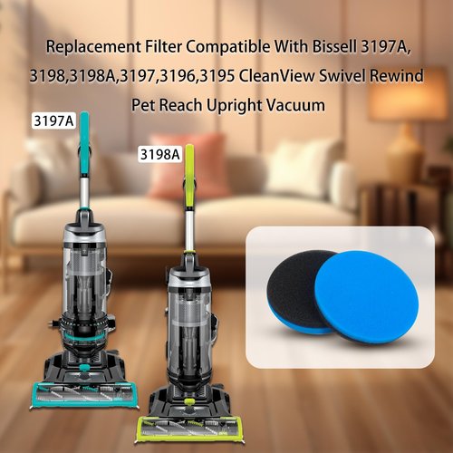 Replacement Filter Compatible With Bissell 3197A,3198,3198A,3197,3196,3195 CleanView Swivel Rewind Pet Reach Upright Vacuum (4 Packs)