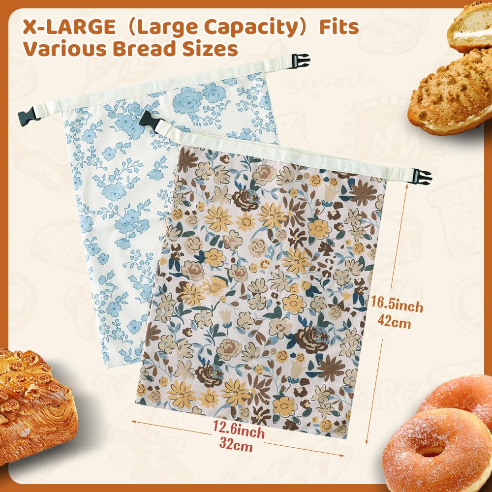 Beeswax Bread Bags for Homemade bread,2 Pack Sourdough Bread Bags,Reusable Bread Bourdough Storage