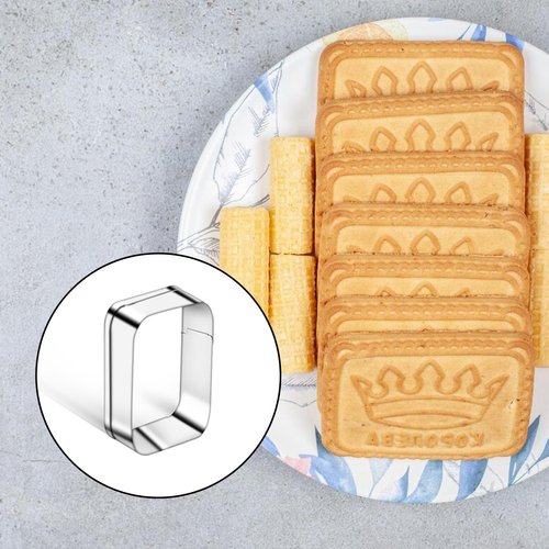 5PCS Rounded Rectangle Cookie Cutter Stainless Steel Rectangle Cookie Mold Biscuit Molds Pastry Molds Fondant Cutter Set (5 Inch 4 Inch 3 Inch 2 Inch 1 Inch)