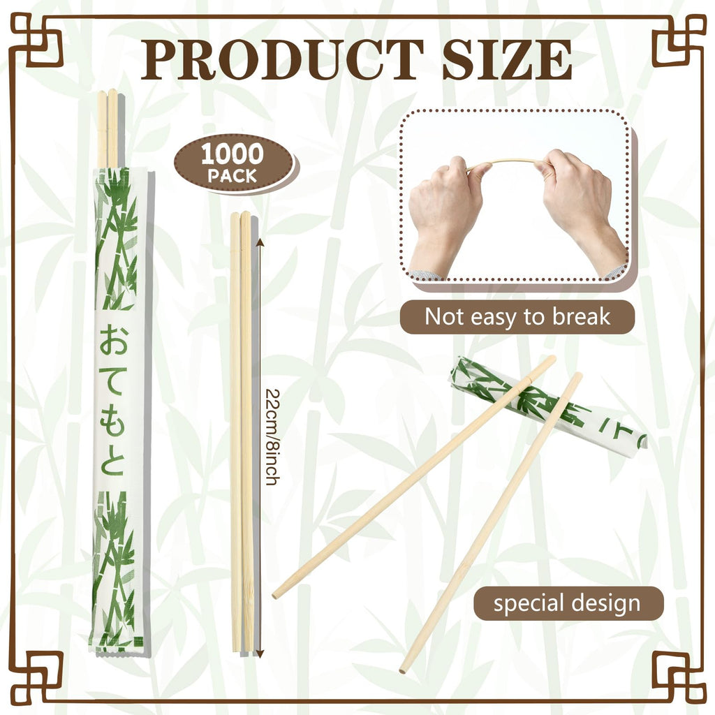 Sabary 1000 Pairs Bamboo Chopsticks Disposable Sleeved and Separated Chop Sticks Quality Chopsticks Disposable UV Treated(Bamboo)