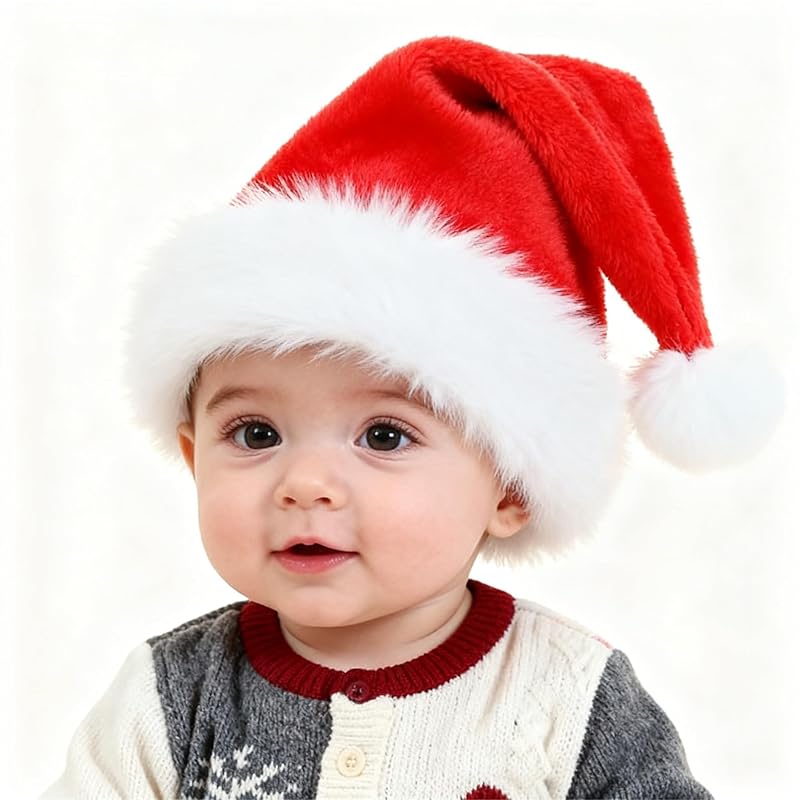Santa Hat for Adults and Children - Red Velvet Double Layer Christmas Party Hat