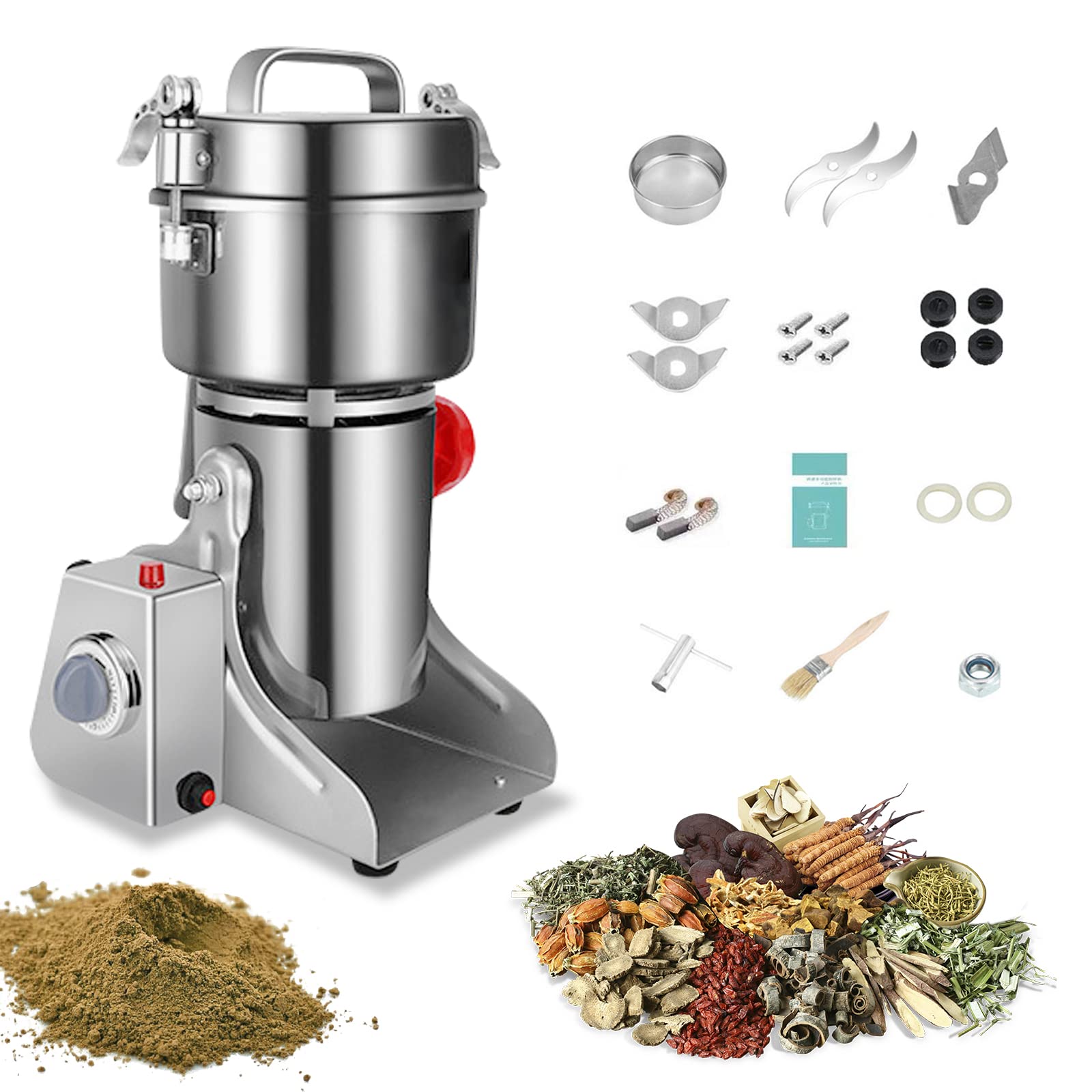 ExGizmo Electric Grain Grinder 800g,Swing Type Grain Mill Grinder 3000W,110V Stainless Steel High-speed Spice Herb Grinders Superfine Machine Dry Cereals Pulverizer Swing Type
