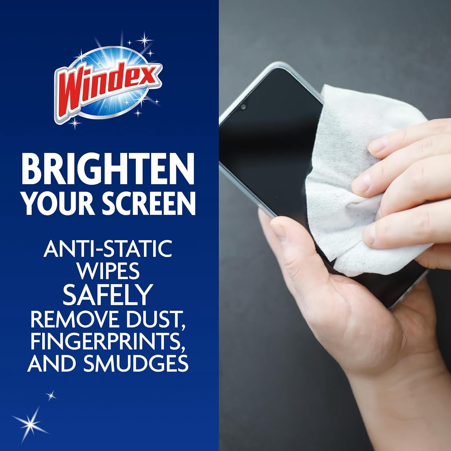 Windex Electronic Cleaning Wipes - Pre-Moistened Screen Wipes for TVs & Phones | Resealable, 25 Count (Pack of 3)