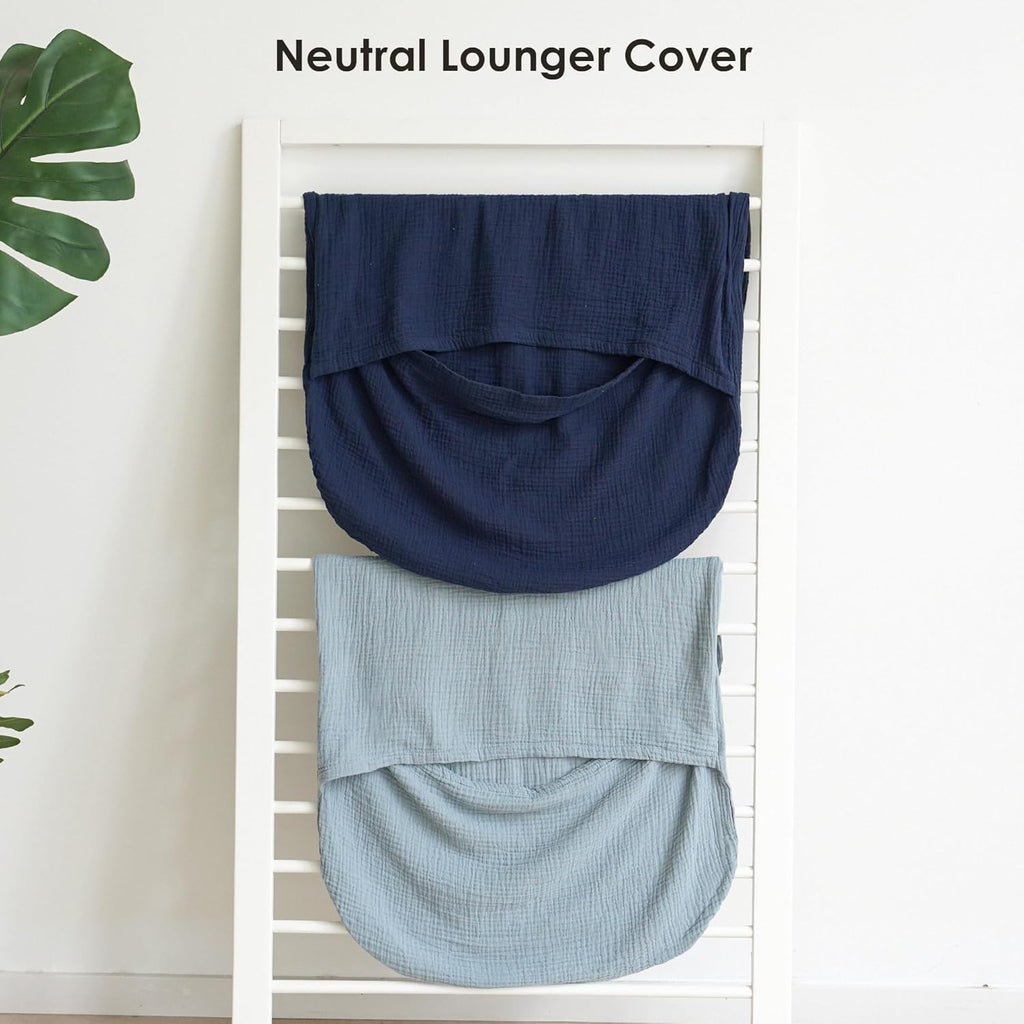 MairMore Muslin Baby Cover - Soft & Breathable 100% Cotton Lounger Slipcover | Pack of 2 (Dark Blue)