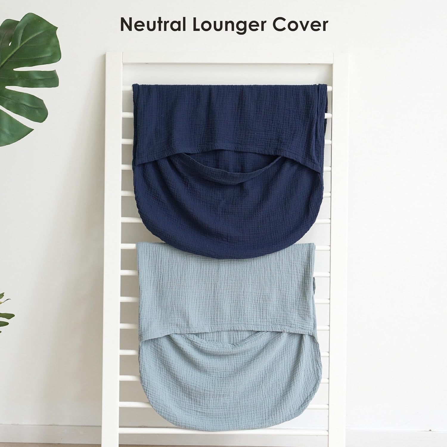 MairMore Muslin Baby Cover - Soft & Breathable 100% Cotton Lounger Slipcover | Pack of 2 (Dark Blue)