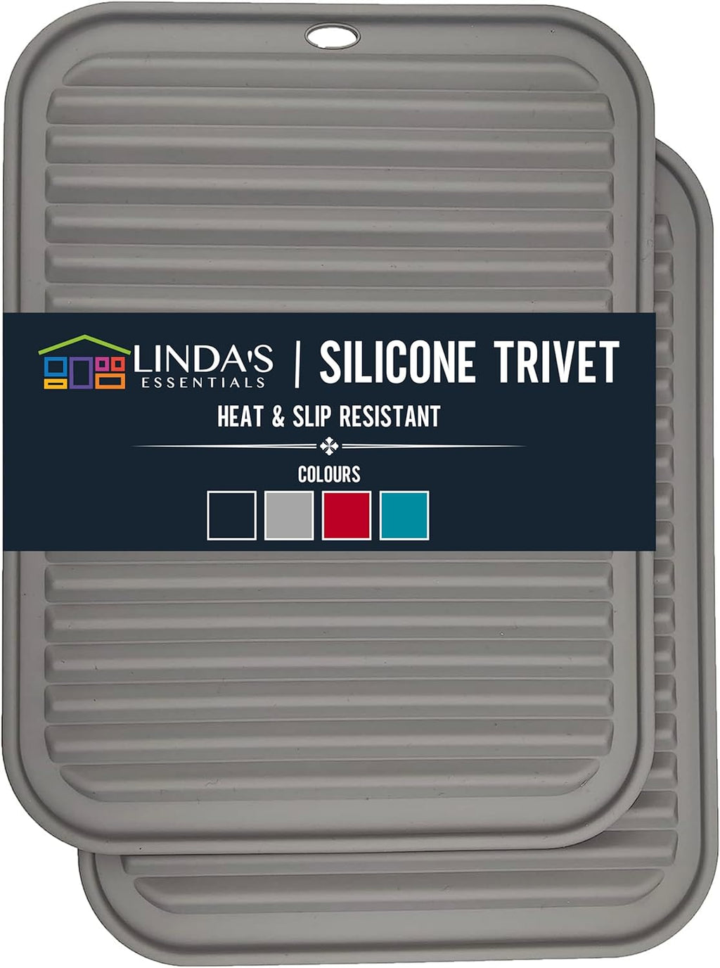 Silicone Trivets | Heat-Resistant Pot Holders for Hot Dishes - 2 Pack (9 x 12 Inch) - Grey Counter Mats