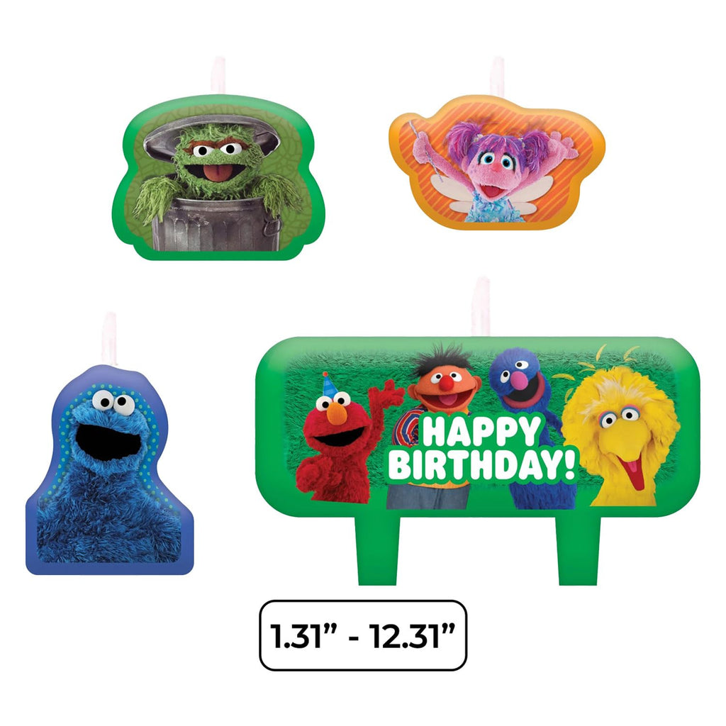 Multicolor Everyday Sesame Street Birthday Candle Set - 1.3"-2.3", 4-Piece Set - Perfect Cake Toppers for Fun & Vibrant Celebrations