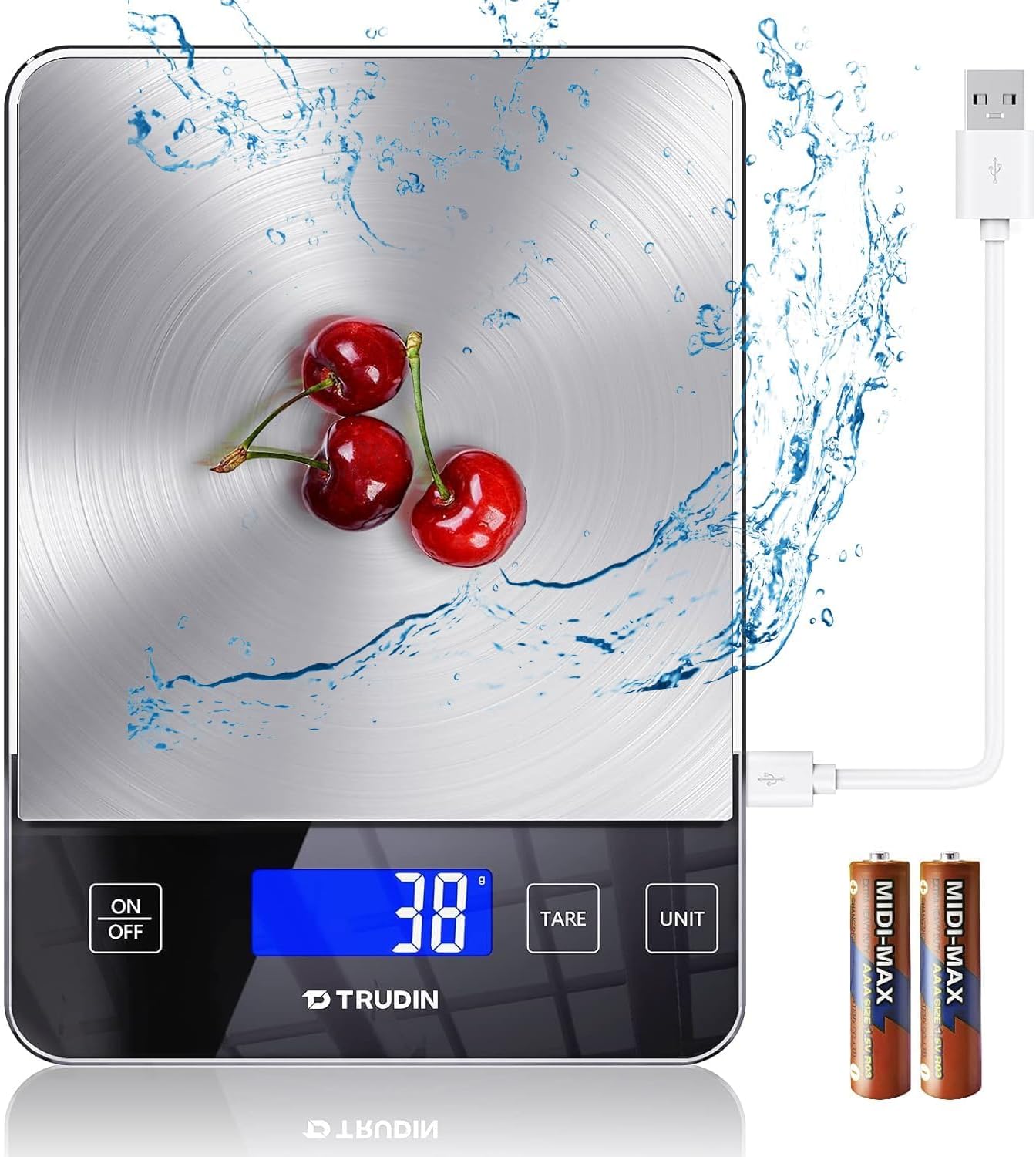NASA-Grade Food Scale - 33lb Digital Kitchen Scale for Precise Grams & Ounces Measurement | Waterproof Glass & Stainless Steel