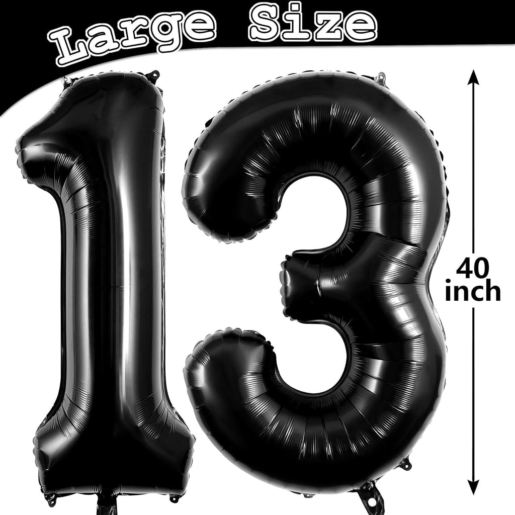 Skiennix 40-Inch Large Foil Balloon Numbers - Black 13 or 31 for Birthday & Anniversary Celebrations