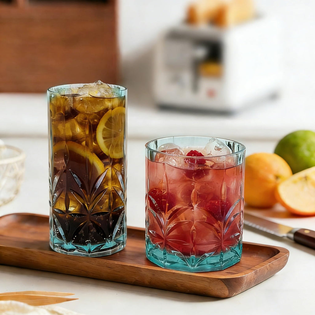 BELLAFORTE Shatterproof Tritan Plastic Drinking Glasses. 13oz & 18oz Water Glasses Set of 6 - Myrtle Beach Glasses Drinking - Unbreakable Tumblers for Parties - BPA Free, Dishwasher Safe (Clear)