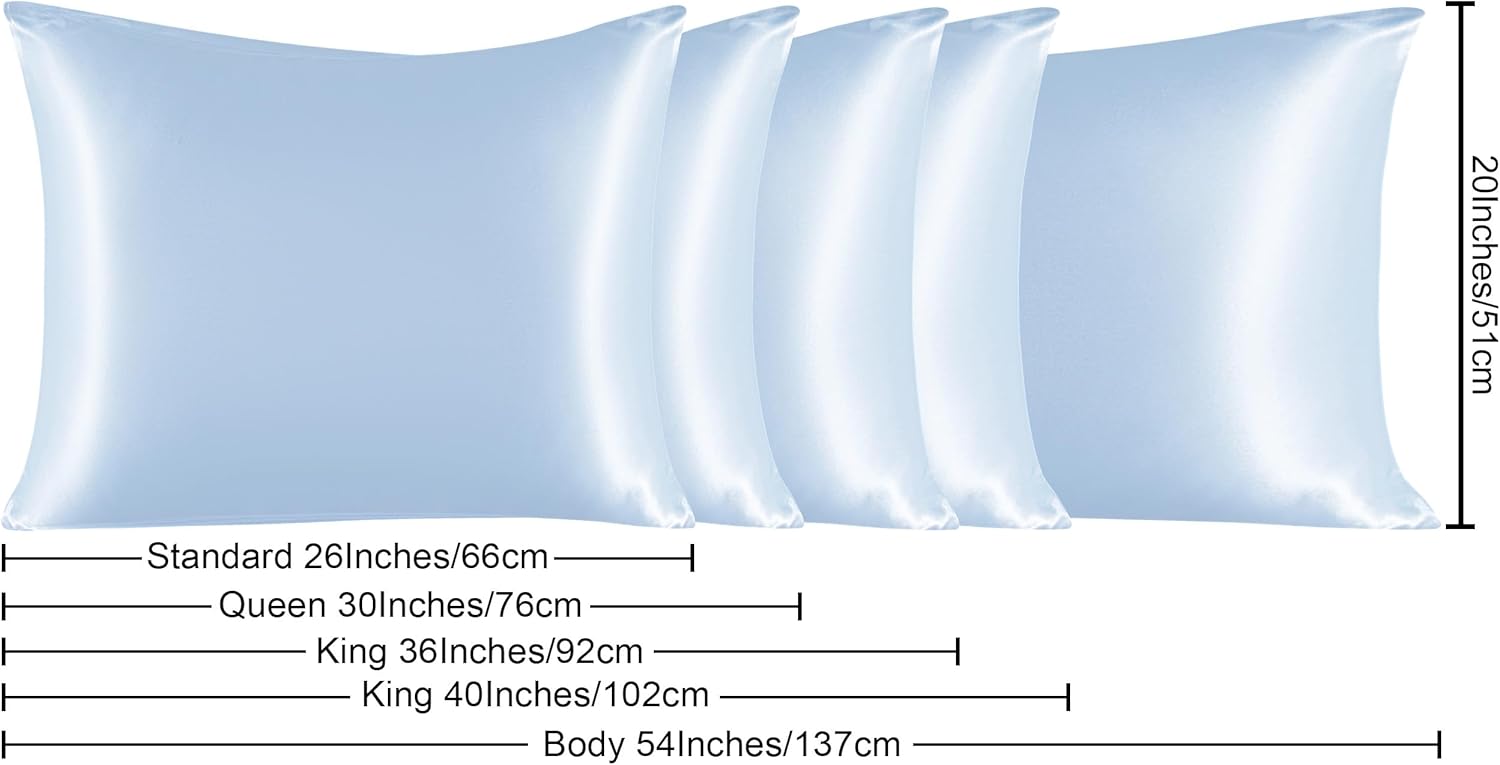 NTBAY Satin Pillowcases - Luxurious 2 Pack for Hair & Skin | Silky Envelope Closure, 20x26 Inches, Aqua