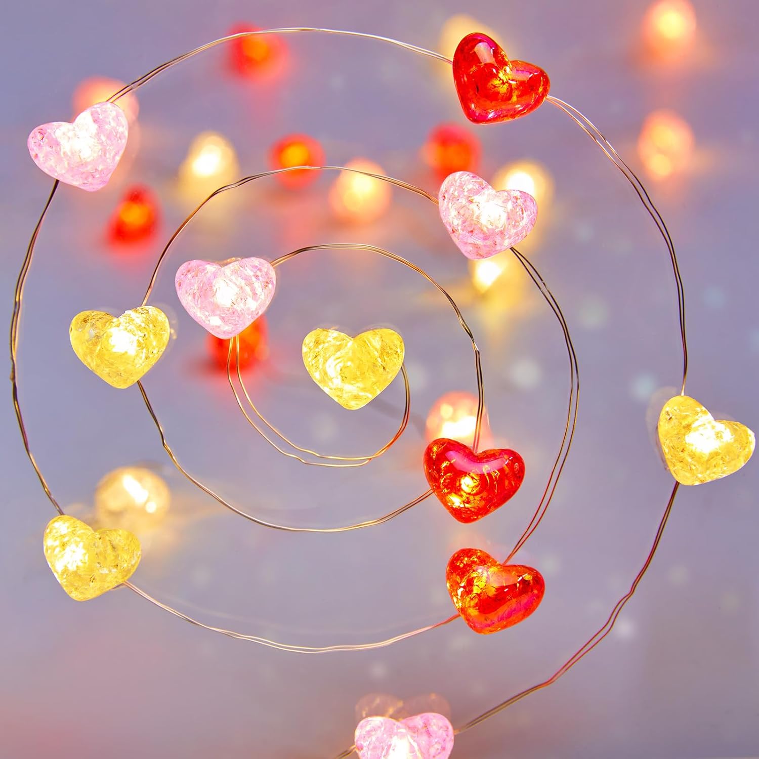 Skiennix 10.5ft Battery Operated Heart Fairy Lights - Remote Control for Easy Use