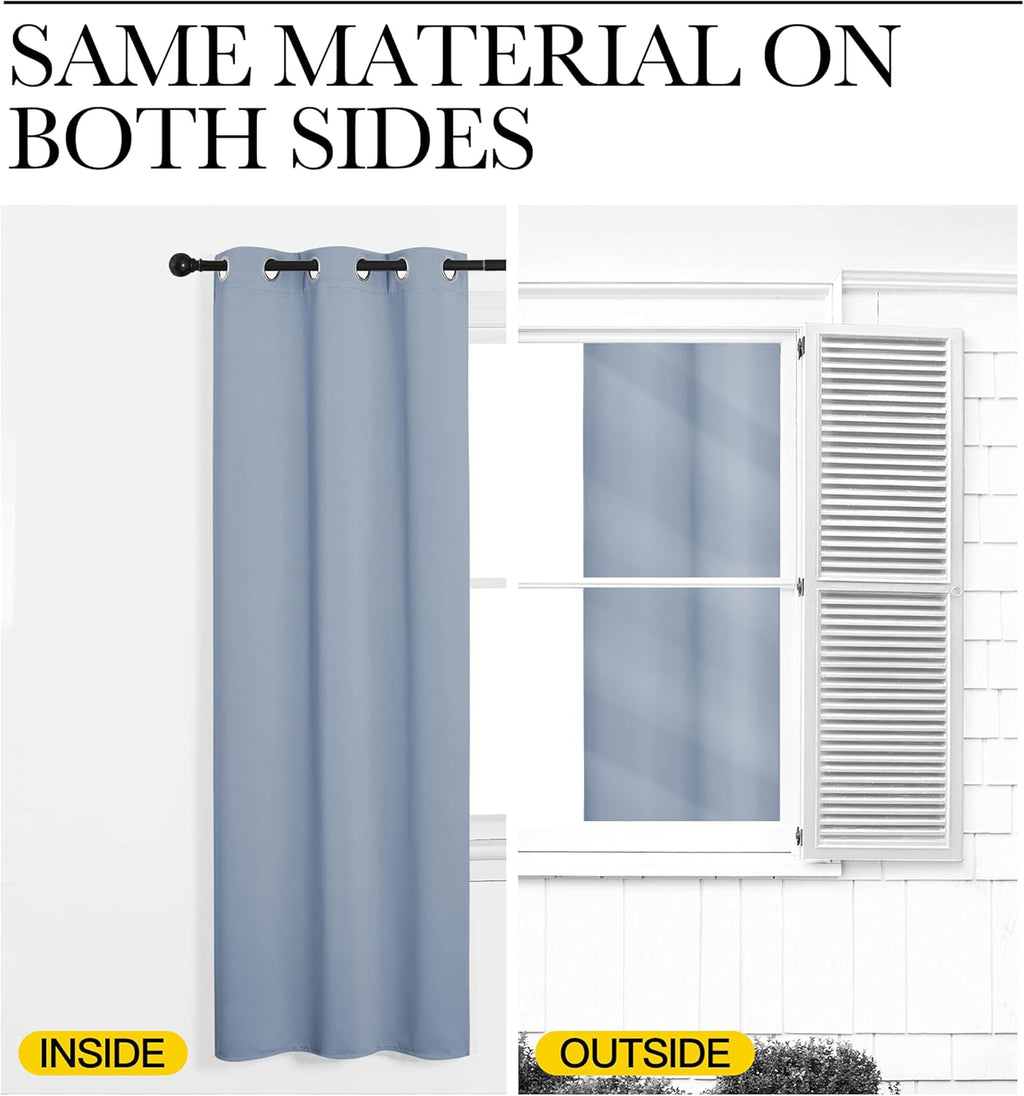 NICETOWN Vintage Blue Blackout Curtains - Thermal Insulated Drapes for Small Windows | 45" Length, 34" Wide, 2 Panels