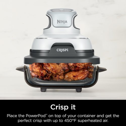 Ninja 2.5-QT CleanCrisp™ Glass Container with Storage lid, Compatible with Ninja Crispi Portable Cooking System, Microwave, Freezer & Dishwasher Safe, PFAS & PTFE Free Glass Cooking Surface, XSKSFNMED