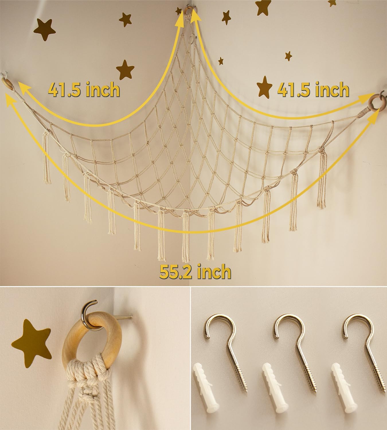 Skiennix Stuffed Animal Storage Hammock - Large Toy Organizer for Kids' Room Decor | Plush Holder for Nursery