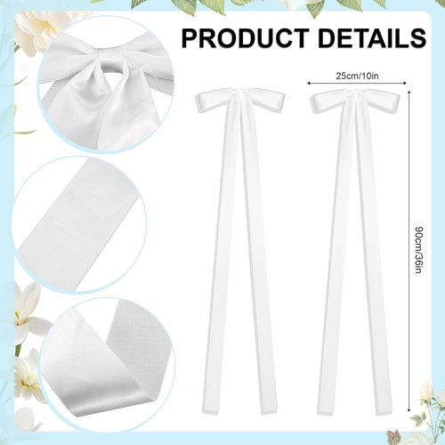 Elegant Wedding White Ribbon Bows by 24 Pcs | Decorative Chair Sashes for Bridal Showers & Ceremonies