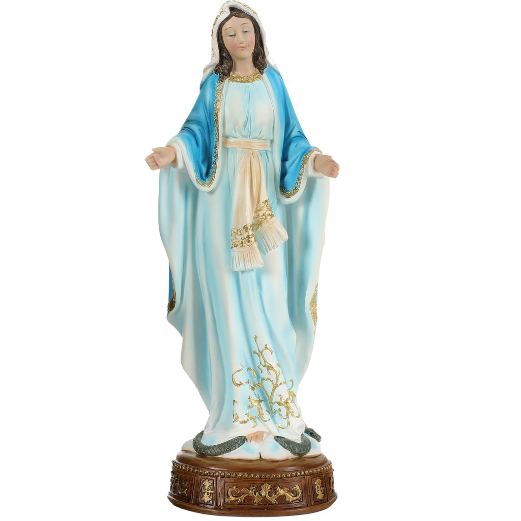 Ultym Virgin Mary Statue 16.3 Inch, Our Lady of Grace Sculpture, Hand-Painted Catholic Home Altar Decor, Elegant Indoor Resin Statue, Religious Gift for Mother, Grandma