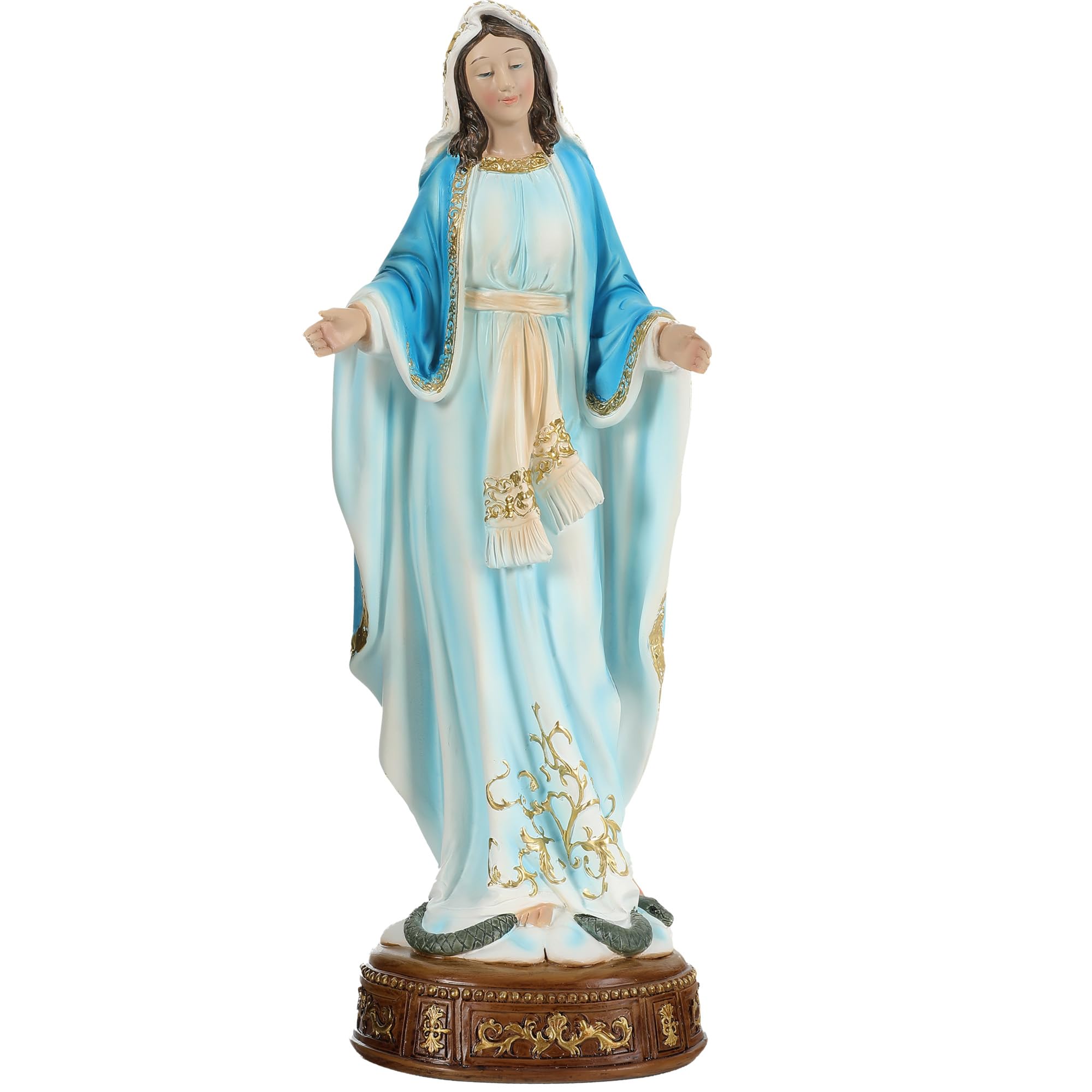 Ultym Virgin Mary Statue 16.3 Inch, Our Lady of Grace Sculpture, Hand-Painted Catholic Home Altar Decor, Elegant Indoor Resin Statue, Religious Gift for Mother, Grandma