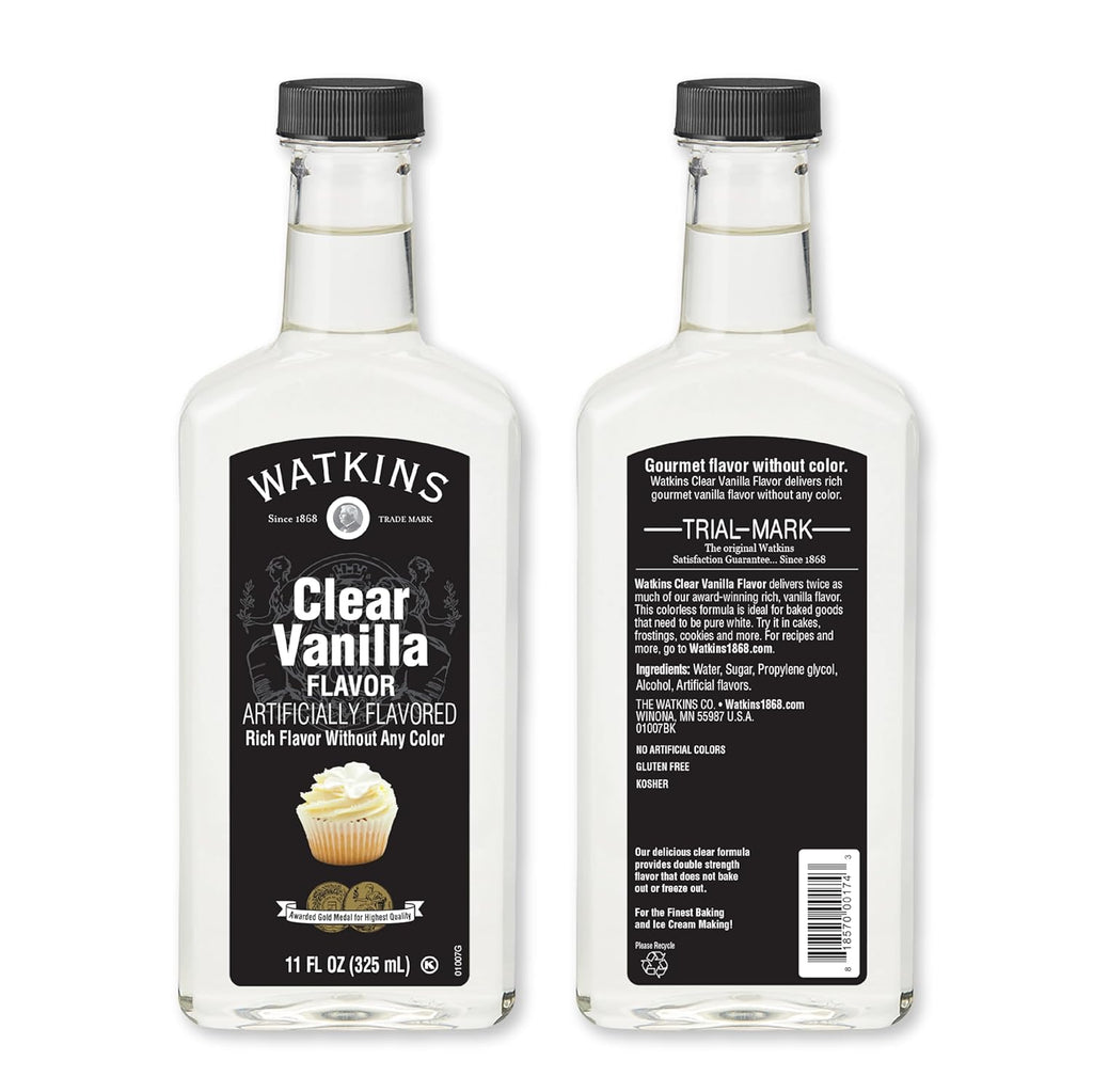 Watkins Clear Vanilla Flavor - 11 Fl. Oz. Bottle for Baking & Cooking | Pure, Natural Taste