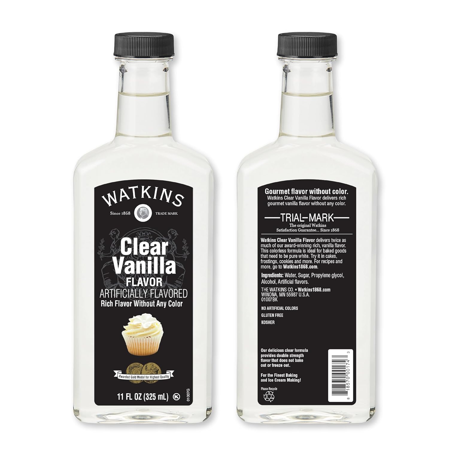 Watkins Clear Vanilla Flavor - 11 Fl. Oz. Bottle for Baking & Cooking | Pure, Natural Taste