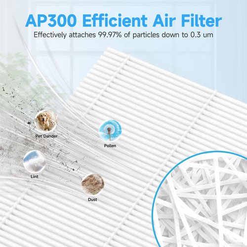 AP300 Replacement Filter Compatible with DBFIT AP300 Air Purifier, 3-Stage Double-Sided Filters for Home Large Room up to 3000sq.ft with Washable Pre-filter, 2 Pack