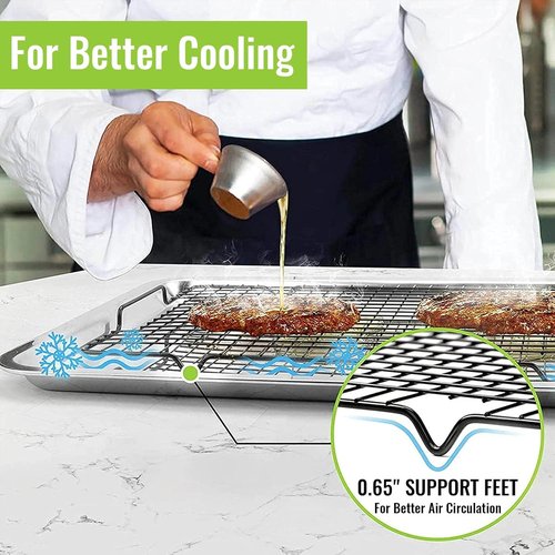 HULISEN Cooling Rack Set - 2 Pack Nonstick Baking Racks with Handles | 16" x 10" for Cookies & Grilling