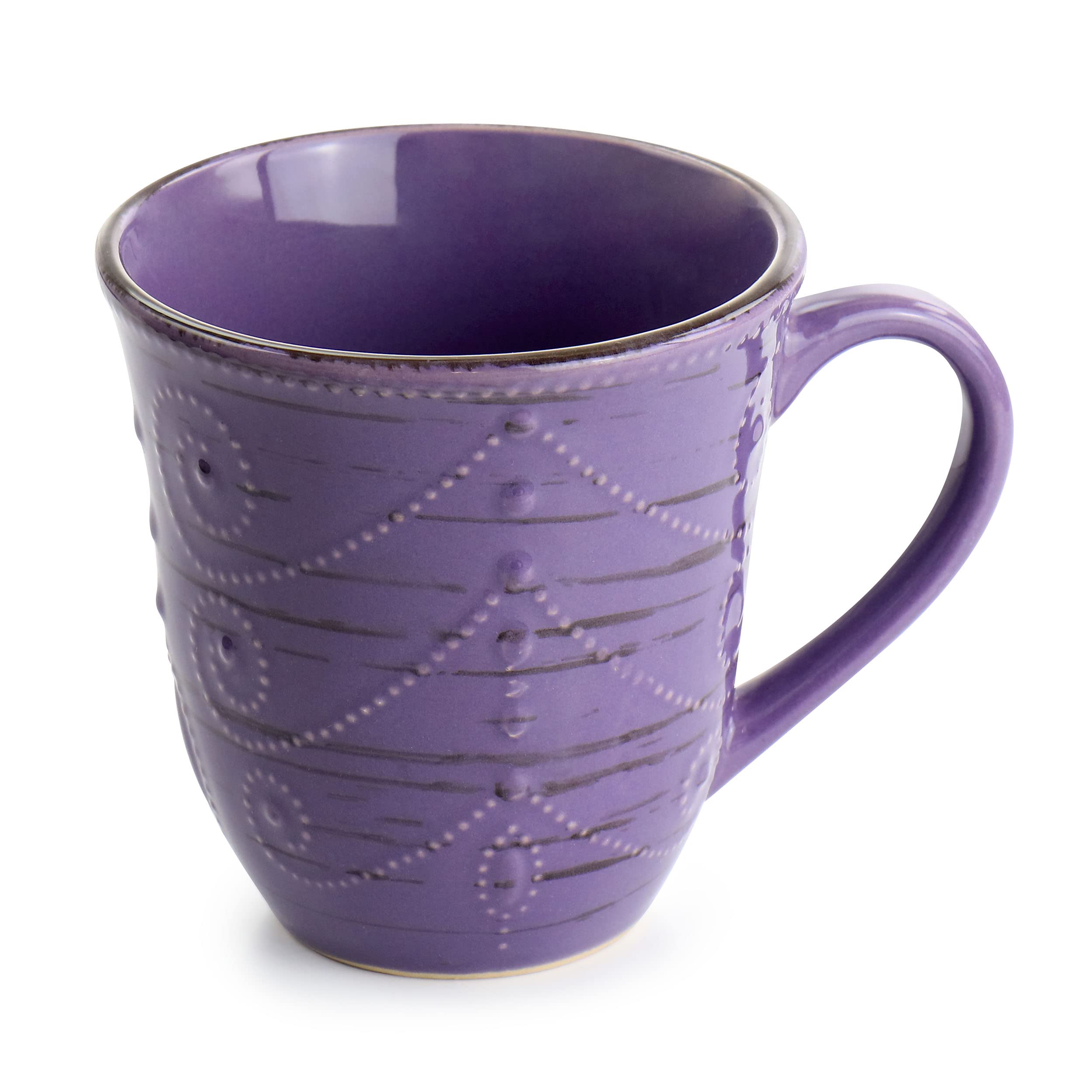 Elama Rustic Birch 16 Piece Stoneware Dinnerware Set in Purple, Purple with Brown Accents, (EL-RUSTICBIRCH)