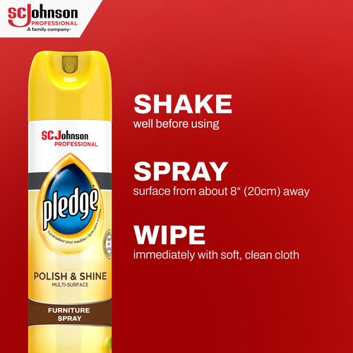 SC Johnson Professional Pledge Polish and Shine for Wood Furniture and More, Lemon Scent, 14.2 Fl Oz, Pack of 6