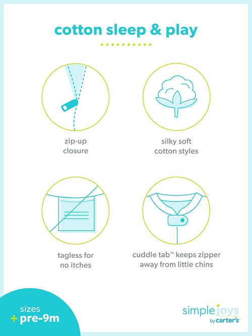 Simple Joys by Carter's Baby 2-way Zip Cotton Footed Sleep and Play