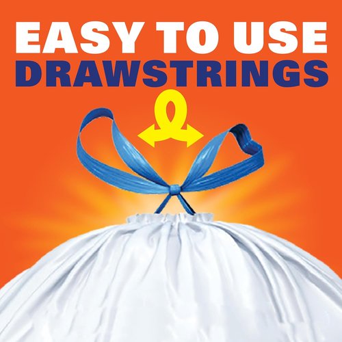 Hefty Strong 13 Gallon Trash Bags - Durable, Unscented Kitchen Bags with Drawstrings | 90 Count
