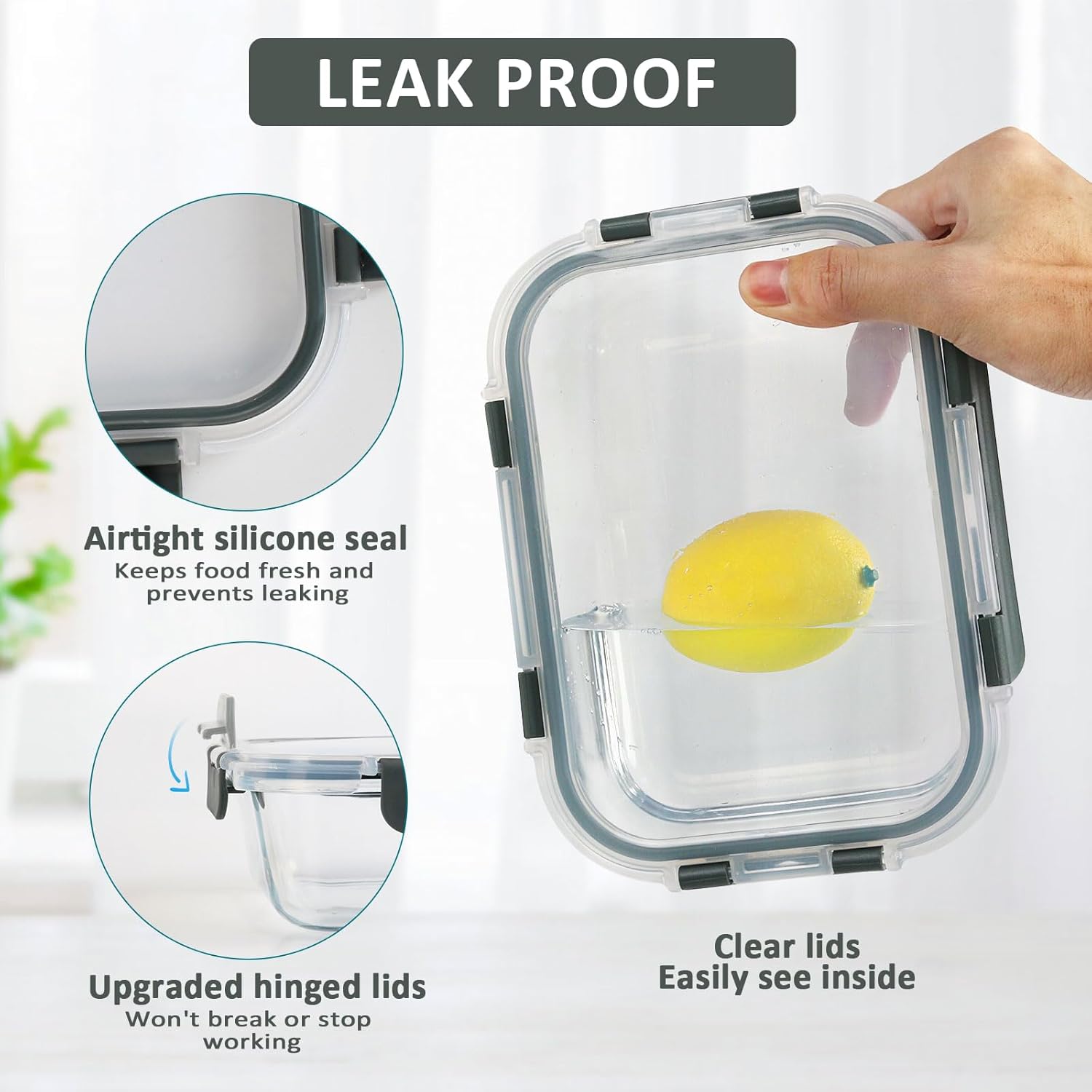 MCIRCO Glass Meal Prep Containers - Airtight Food Storage with Snap Locking Lids | 10-Pack, Microwave & Oven Safe
