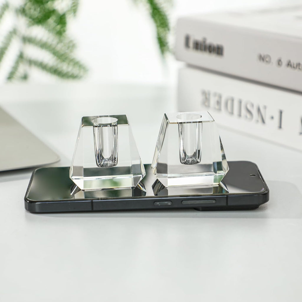 QFkris Crystal Pen Holder - Elegant 1.8" Glass Fountain Pen Stand | Perfect Gift for Office Decor