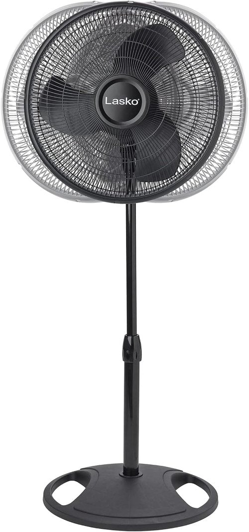 Lasko 2521 16-Inch Quiet Oscillating Pedestal Fan - 3-Speed Adjustable for Home & Office, Black