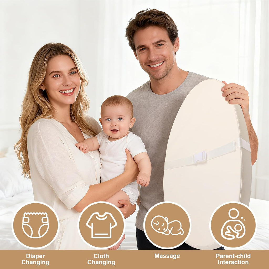 Regine Switzerland Baby Changing Pad - Waterproof PU Cover, Contoured Design, Portable & Lightweight, Beige