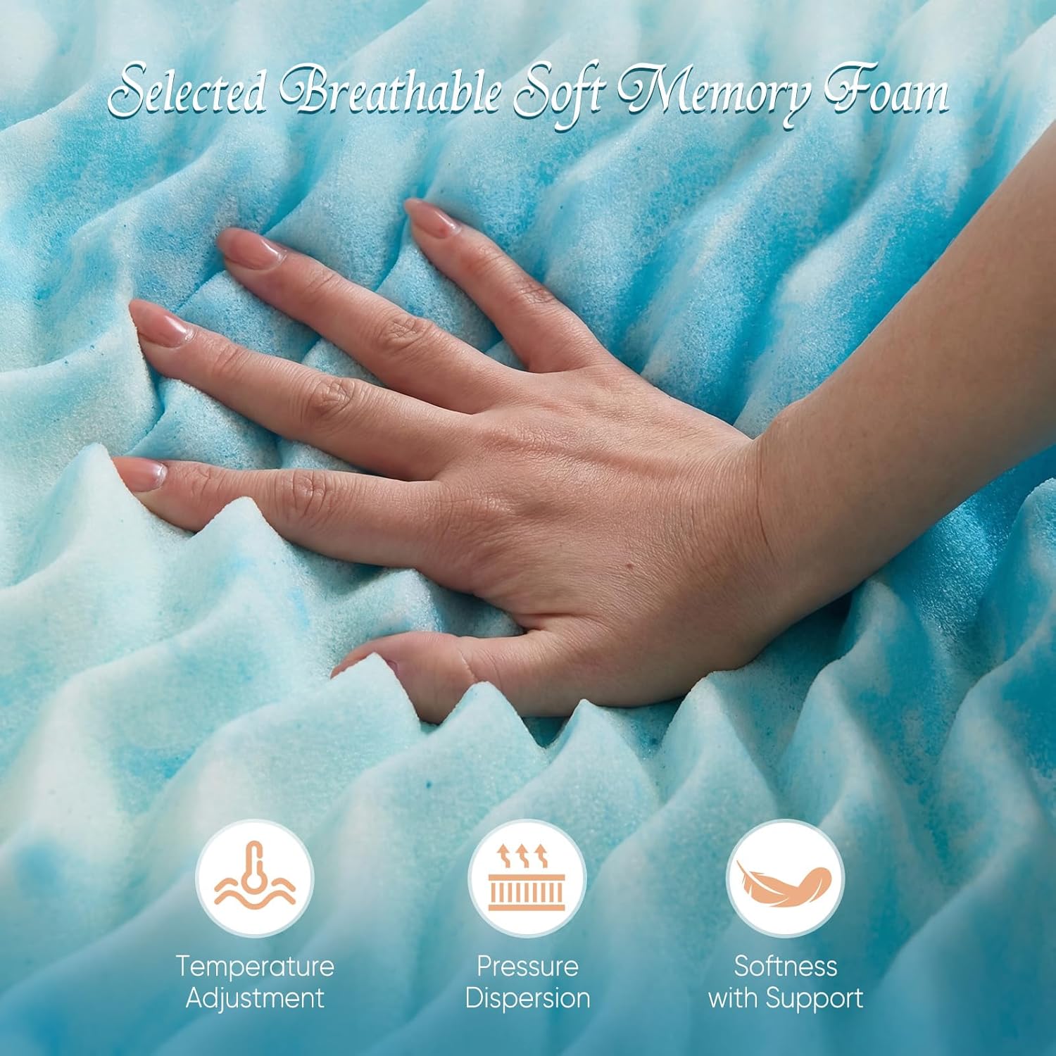 Sweetcrispy Memory Foam Mattress Topper - 5-Zone Gel Infused Cooling Pad for Full Size Bed | CertiPUR US Certified