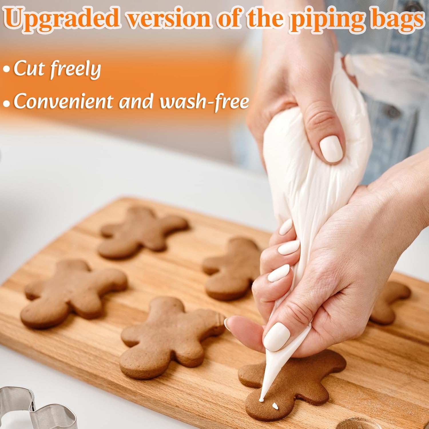 Skiennix Disposable Piping Bags - Thickened Large 16-Inch Bags for Cake Decorating & Icing (500 Pcs)
