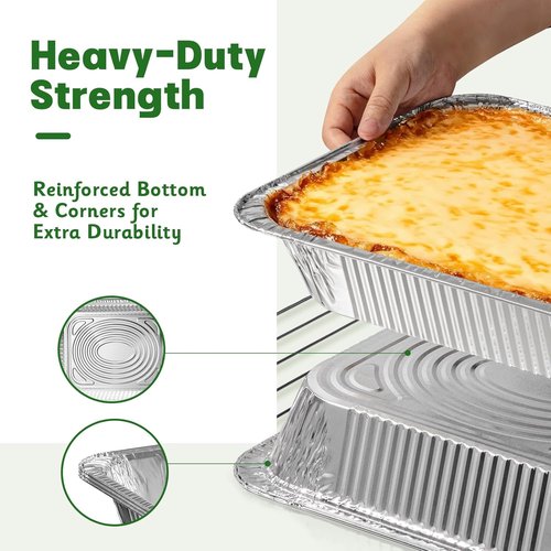 Extra Heavy Duty Aluminum Pans by [Brand Name] - 40 Pack of 9x13 Disposable Baking Pans for Cooking & Roasting