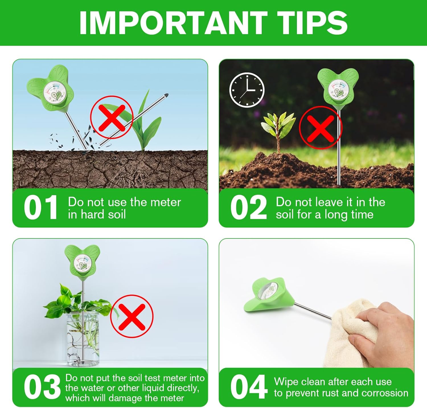 UNIWA Soil Moisture Meter - Essential Plant Water Monitor for Indoor & Outdoor Gardening | No Battery Required