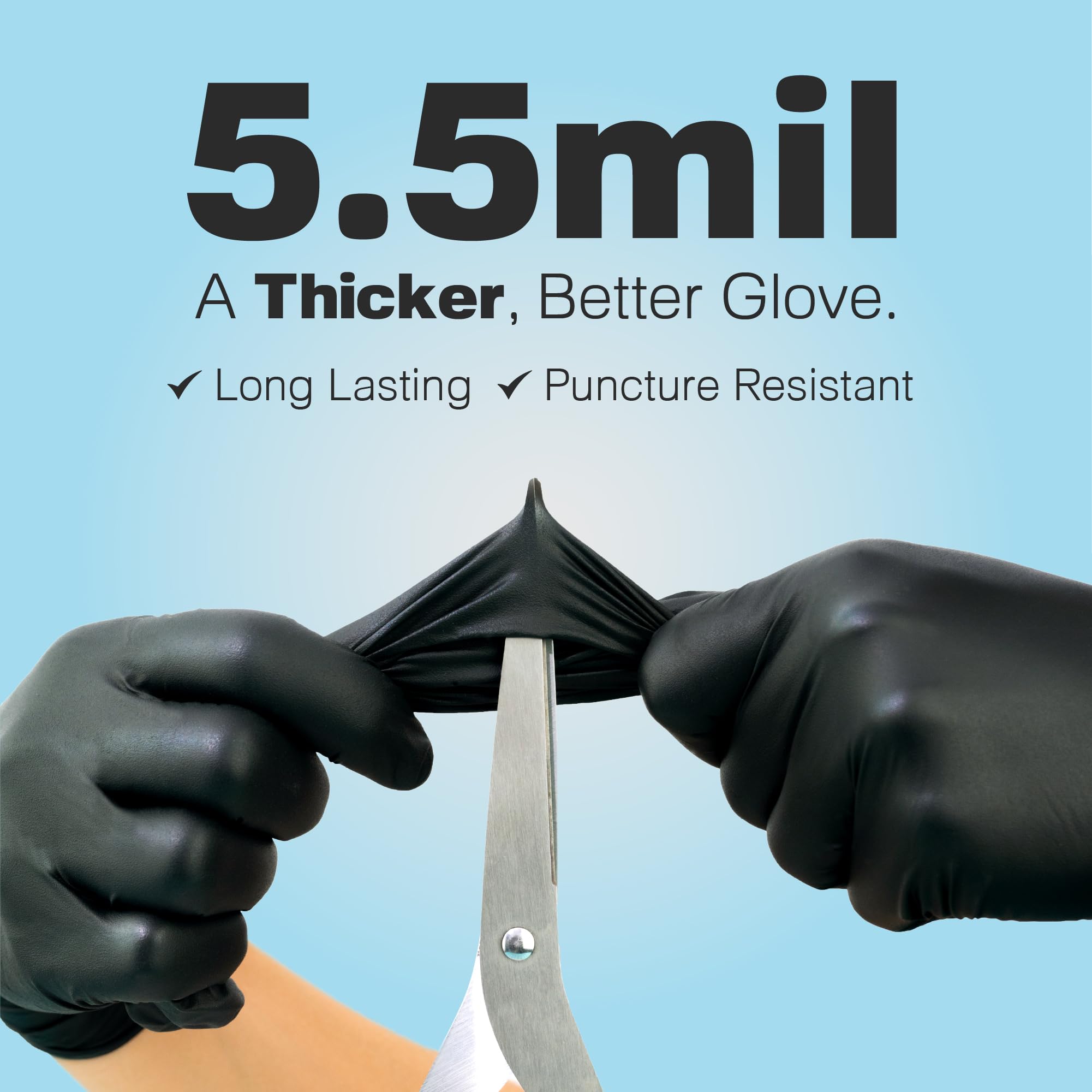 Raxwell 5.5 Mil Black Nitrile Gloves - Chemical Resistant for Medical & Cleaning Tasks - Textured Touchscreen-Compatible Food Safe Gloves - Disposable for Cooking & Prep - Medium Pack of 100