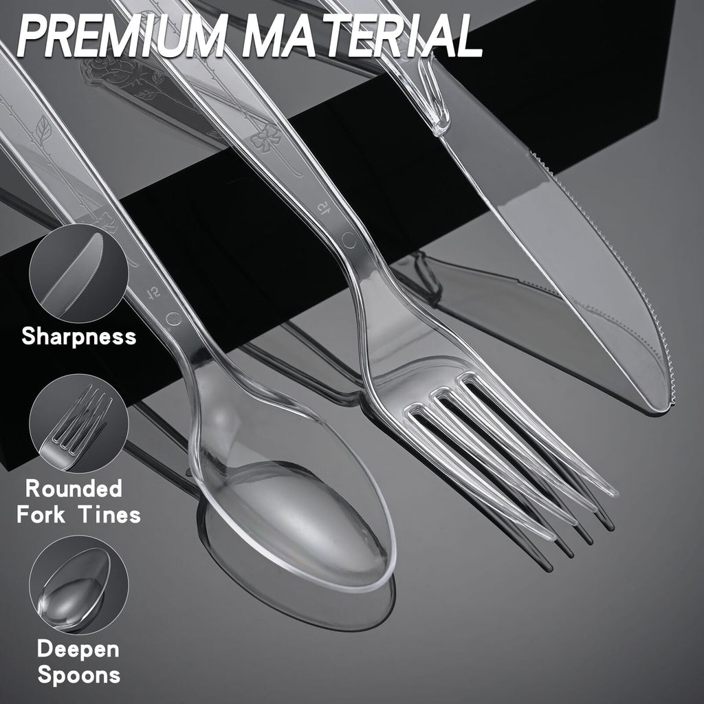 ZhuangJia 1000 Count Extra Heavy Duty Clear Plastic Forks, BPA-Free, Heat Resistant, Durable for Catering, Events and Party Supplies