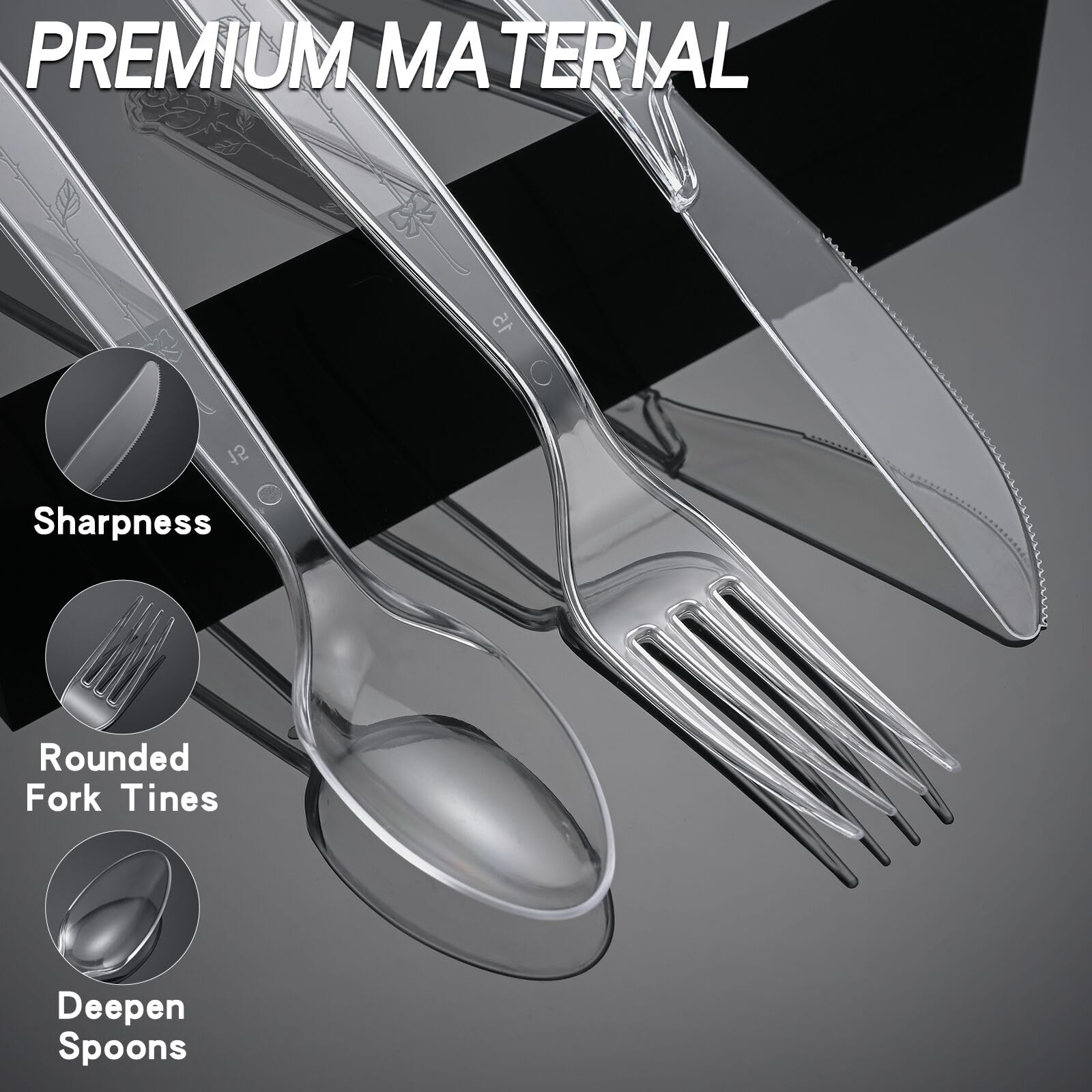 ZhuangJia 1000 Count Extra Heavy Duty Clear Plastic Forks, BPA-Free, Heat Resistant, Durable for Catering, Events and Party Supplies